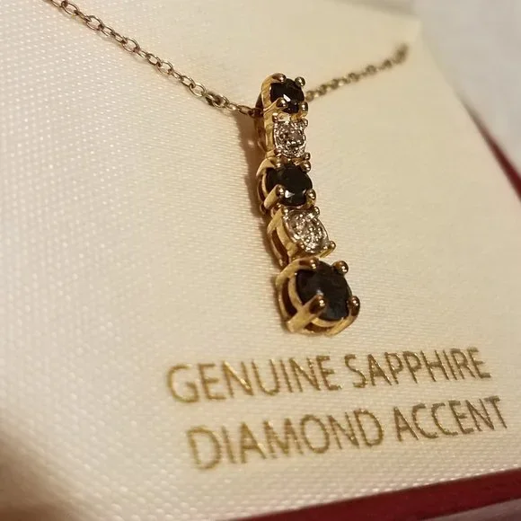 New in Box Sapphire and Diamond Accent Necklace - Picture 2 of 4